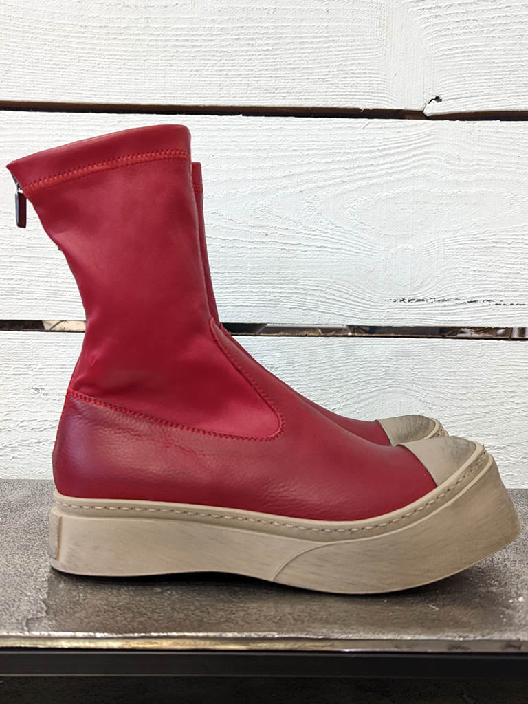 Chunky Stretch Ankle Boots Red