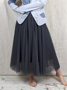 BLUE BASICS Tulle Skirt - Charcoal Grey Blue Woman