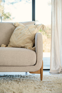 The Walcotc cream linen sofa with oak legs