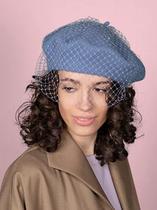 KOPKA Beret with Net Veiling - 2 Colours Blue Woman