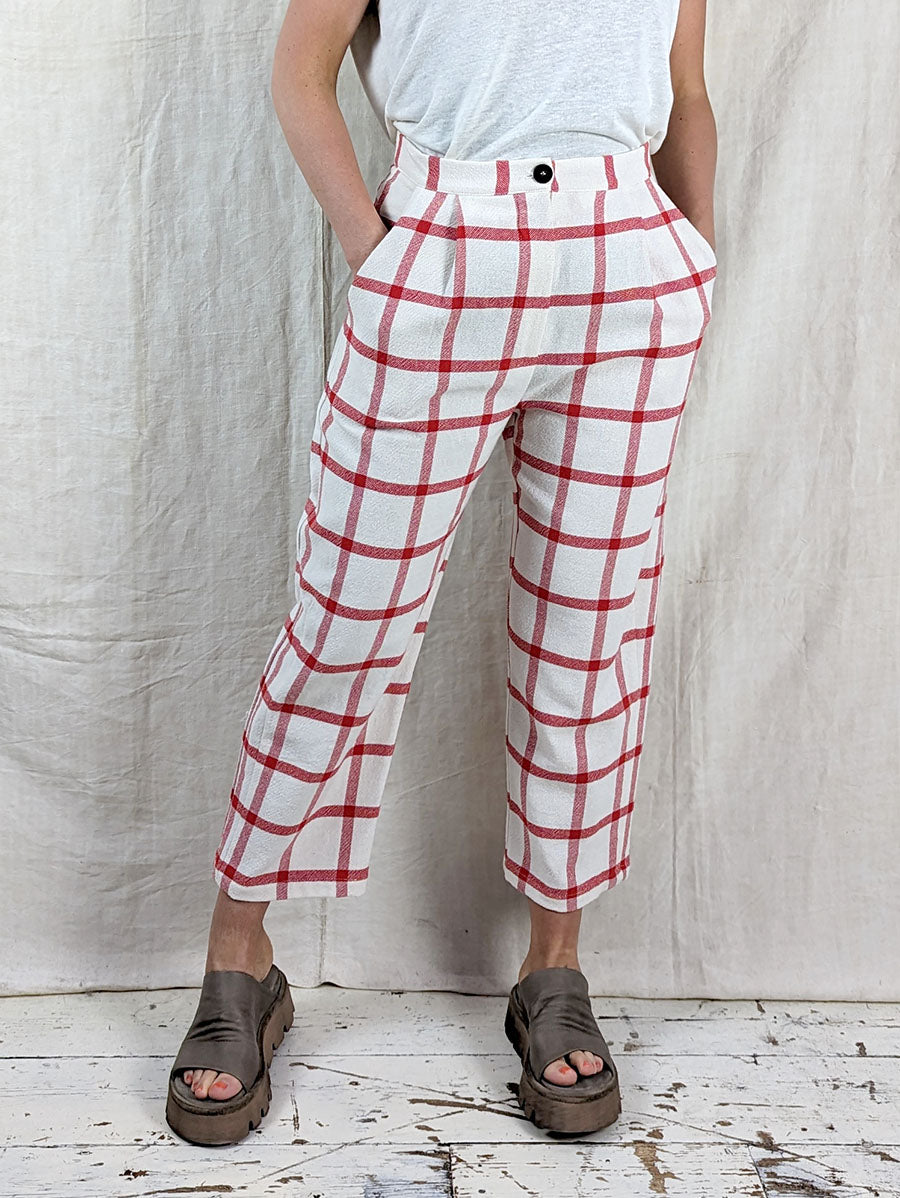 BlueGrey  Deep Red Check Slim Fit Trousers  Style Trousers  Mod Shoes