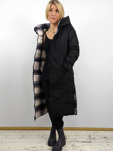 Rino + Pelle KEILA Reversible Long Padded Coat Blue Woman