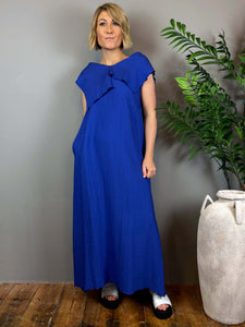 Royal Blue Tie Back Maxi Dress - ZUMO Blue Woman
