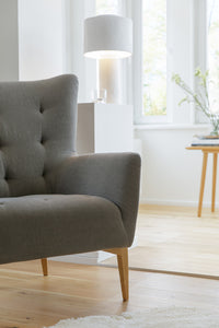 grey linen button sofa